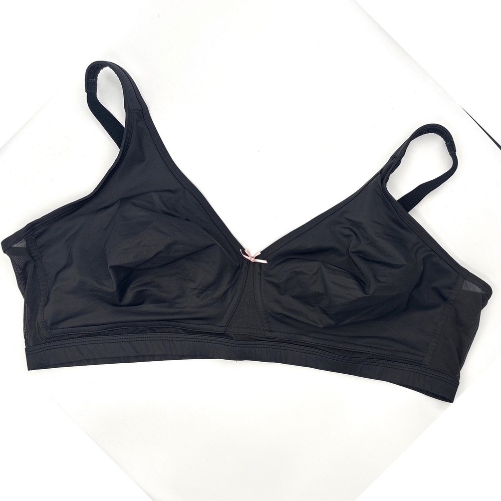 Cacique Lane Bryant Inlined No Wire Cooling Collection Bra BLACK 48C Pink Bow